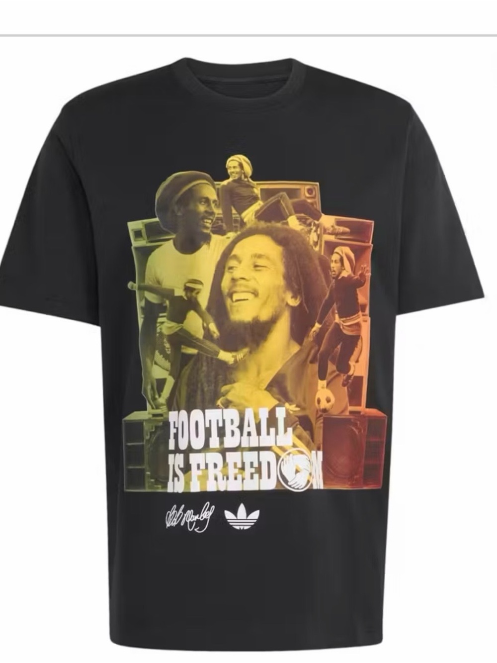 Adidas Black Bob Marley Multicolor Print T-shirt Size M